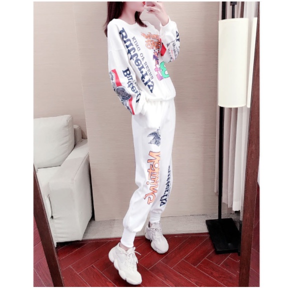 Bộ nỉ nữ dày mặc cực ấm, Bộ đồ nỉ Thu Đông Nam cao cấp, bộ quần áo nỉ thể thao nữ Phối Quần Bo gấu phong cách thể thao