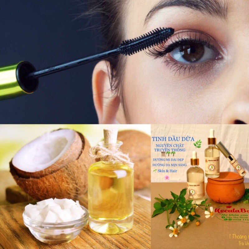 Serum + mascara tinh dầu dừa truyền thống Mecula dưỡng da và dưỡng mi tóc khỏe đẹp