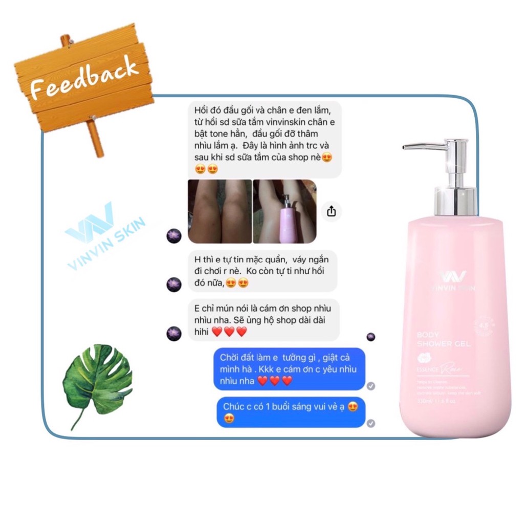 [CHÍNH HÃNG] Sữa trắm trắng hoa hồng (VINVIN SKIN BODY SHOWER GEL) | BigBuy360 - bigbuy360.vn