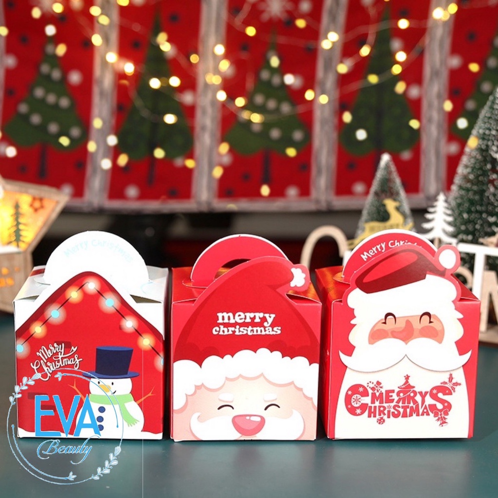 Hộp Đựng Quà Giáng Sinh / Hộp Quà Quai Xách Hoạ Tiết  Đựng Quà Noel Nhiều Mẫu M3059