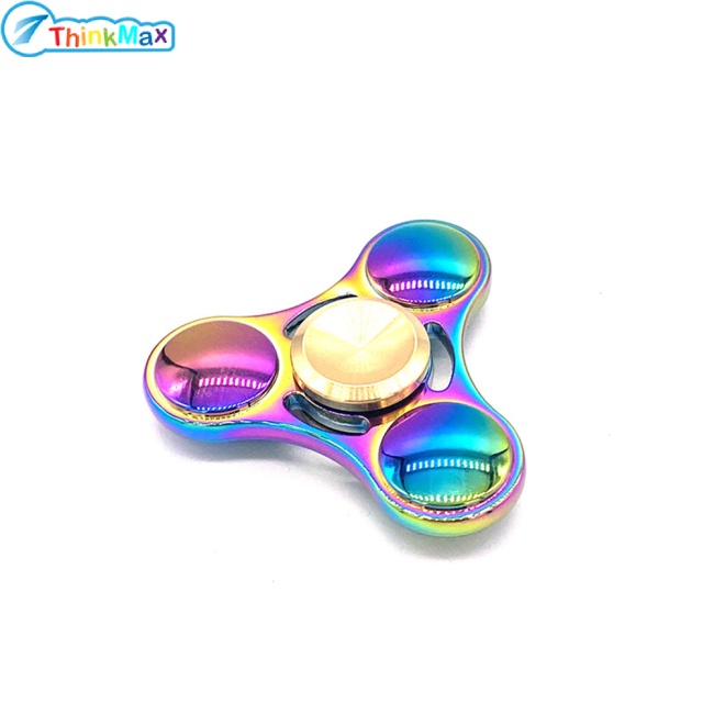 Thinkmax Con quay hồi chuyển ngón tay nhiều màu bằng hợp kim kẽm kim loại/Con quay tay hình tam giác/Đạo cụ giảm lo lắng cho trẻ em/UFO copper cap