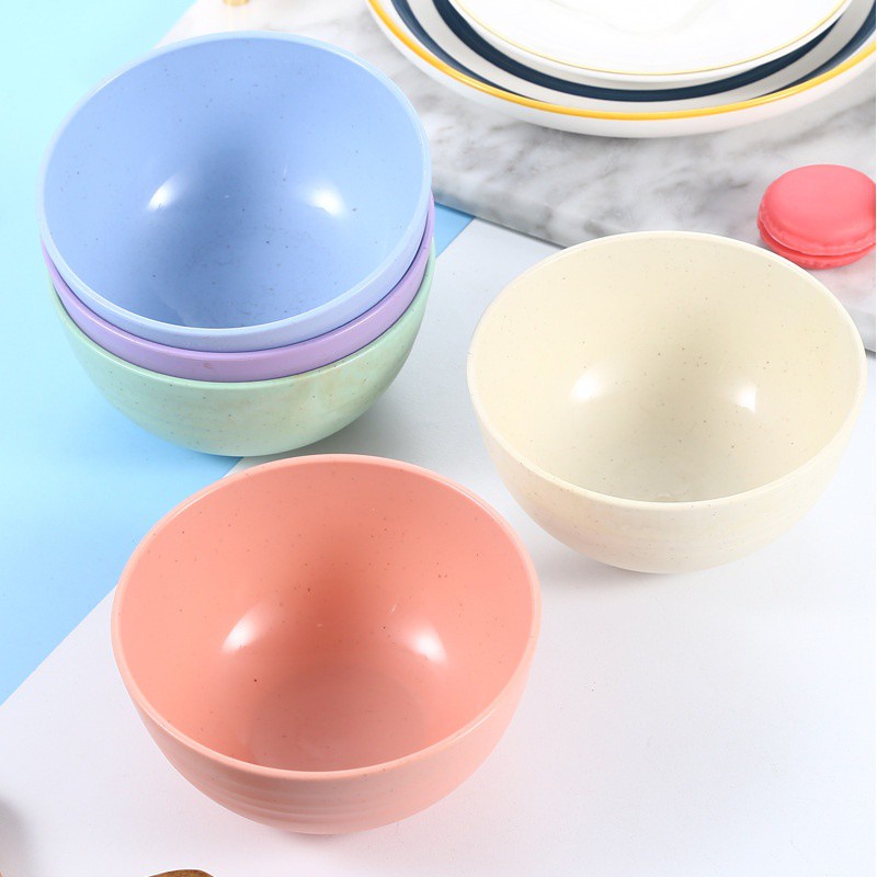 Set 2 Tô Tròn Cách Nhiệt Chống Rơi Chất Liệu Lúa Mạch Cho Bé