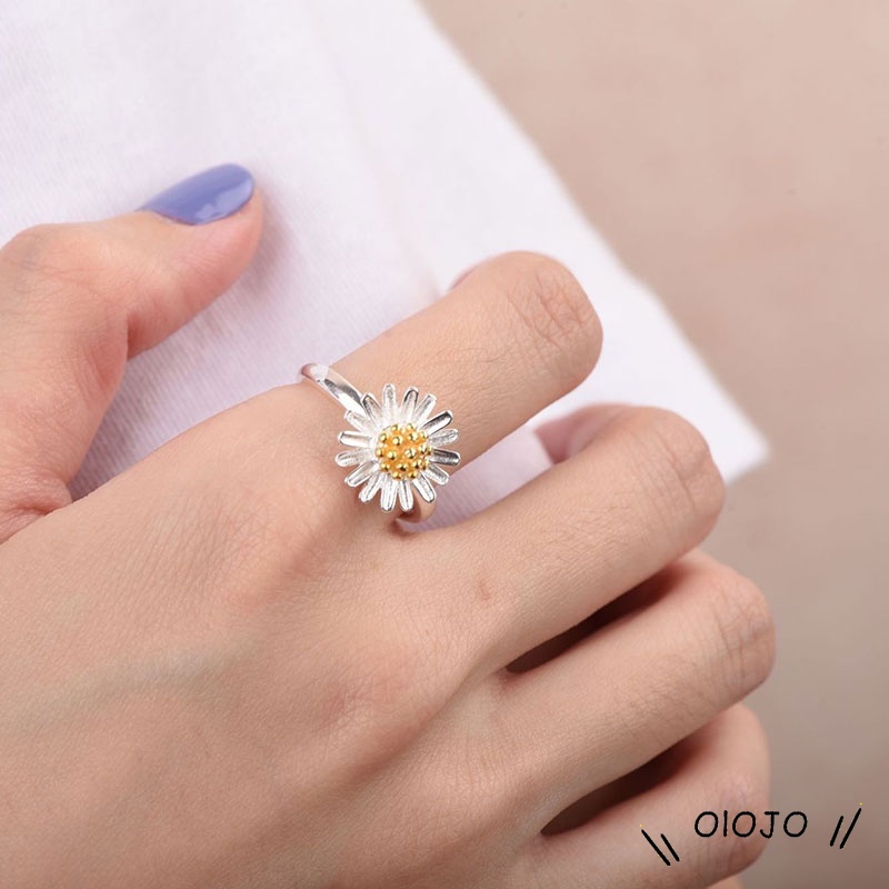 Nhẫn Hở Hình Hoa Cúc Nhỏ Xinh Xắn Phong Cách Hàn Quốc