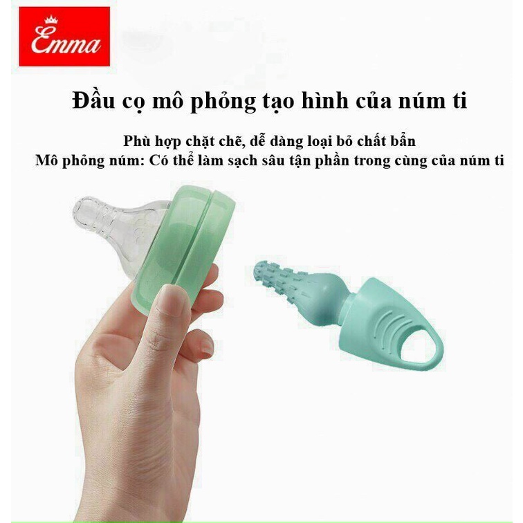 Cọ Bình Sữa Silicon Và Cọ Mút Emma Kids 4 Trong 1 Đa Năng