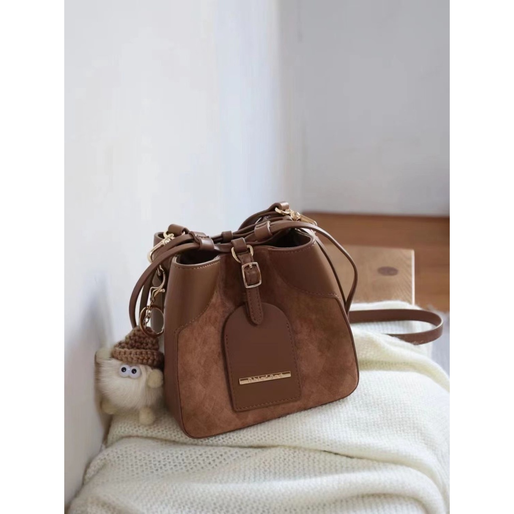 Túi Xách Bucket Một Bên Vai Thời Trang Thu Đông 2022 Phong Cách Retro Cho Nữ