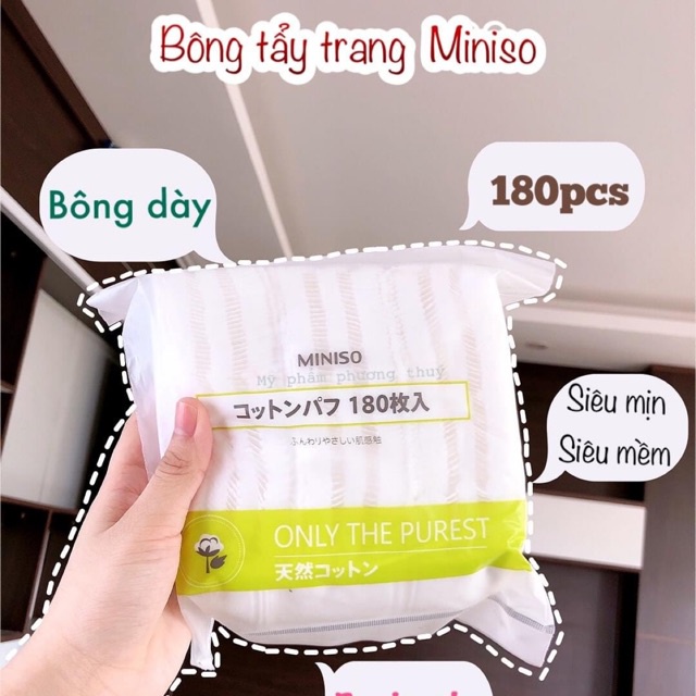 Bông Tẩy Trang MINISO Nhật Bản Túi 180 Miếng