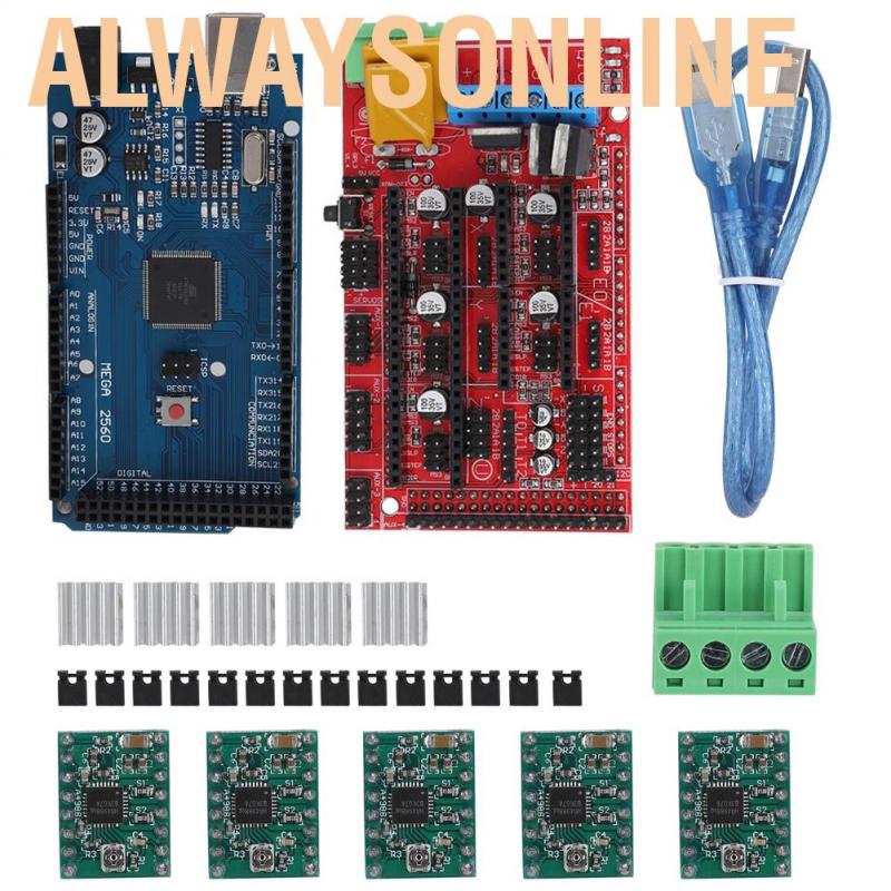 Alwaysonline 【Made in Italy 】3D Printer Accessories Kit Set Tools 2560R3 Master Control RAMPS 1.4 Board 5 PCS A4988 Dr