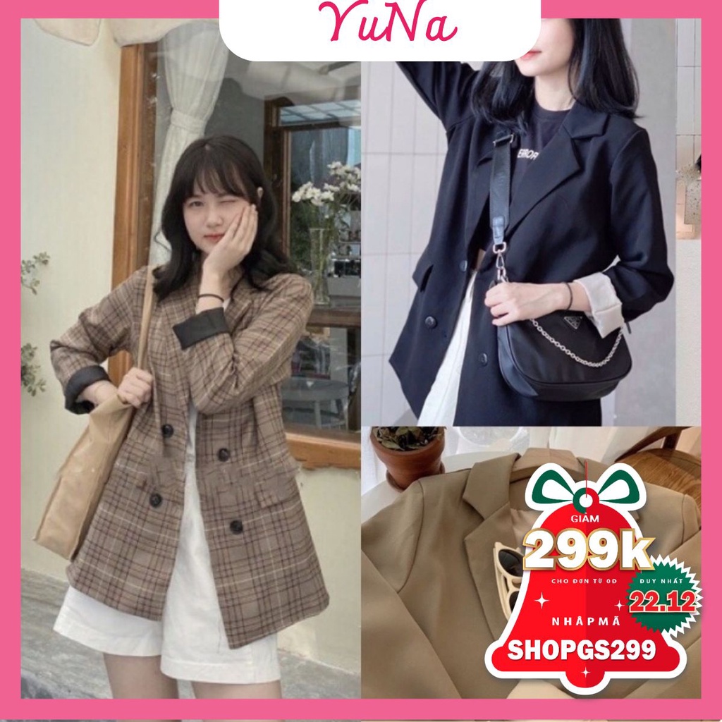 Áo blazer nữ áo vest Maika khoác ngoài kiểu dáng Hàn Quốc 2 lớp siêu đẹp, phụ kiện thời trang YUNA