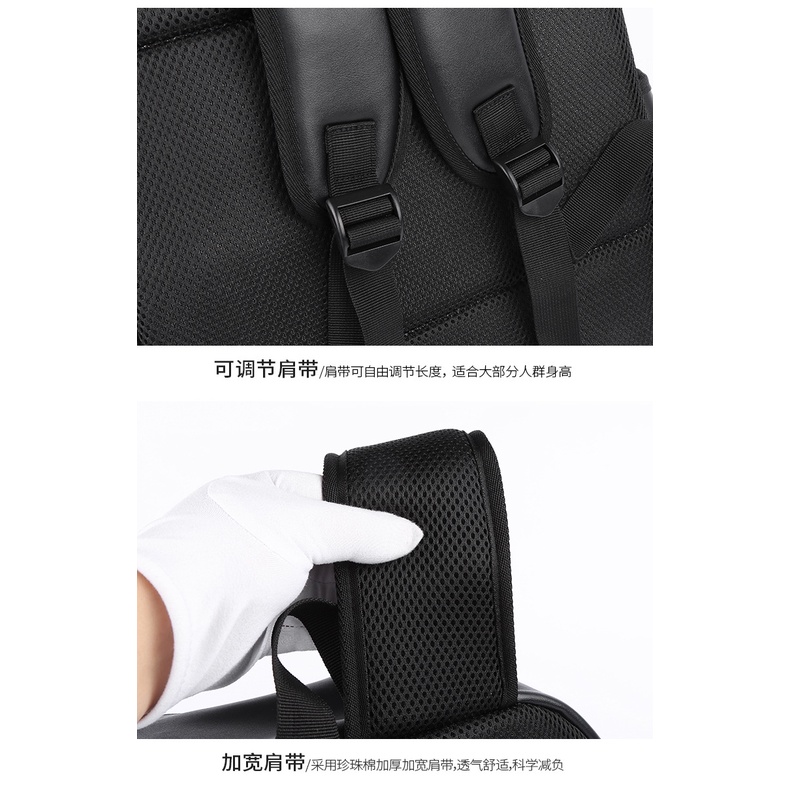 Ba Lô Da pu Màu Đen Đựng laptop 14inch Dành Cho Nam