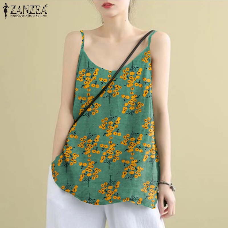 Áo hai dây Zanzea không tay họa tiết hoa thời trang cá tính cho nữ