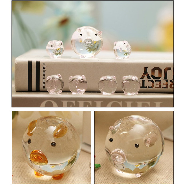 Bộ heo pha lê 7 con, bộ đàn lợn pha lê 7 con siêu dễ thương, đồ trang trí quà tặng ý nghĩa