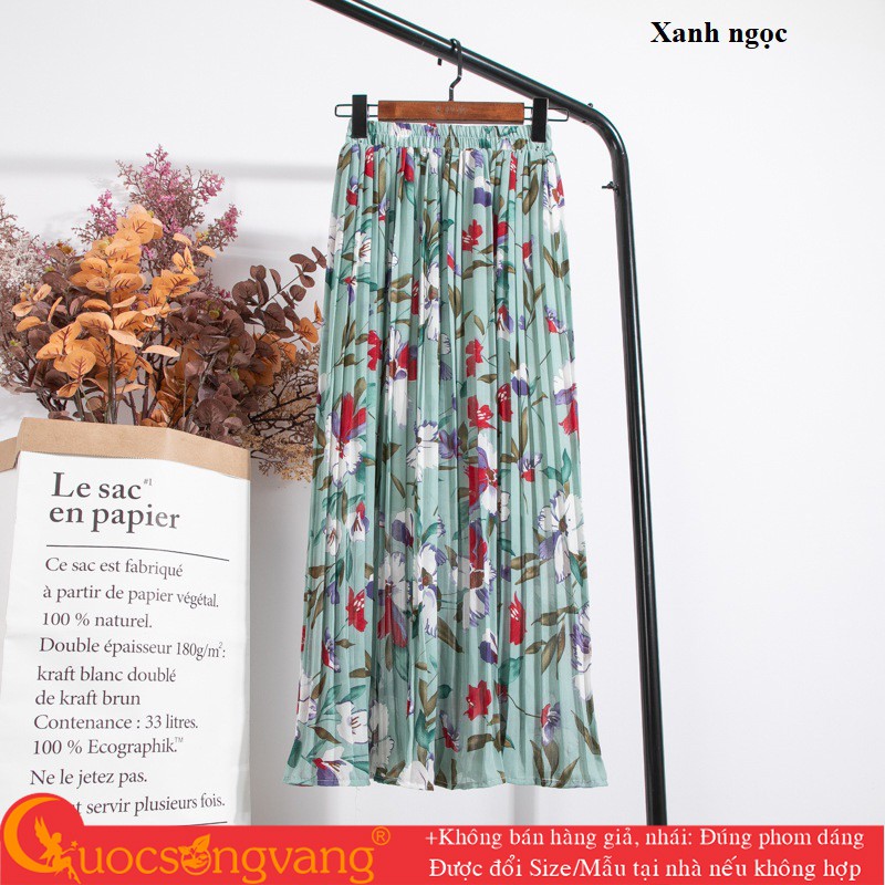 Chân váy midi dập li chân váy kiểu hoa GLV158 Cuocsongvang