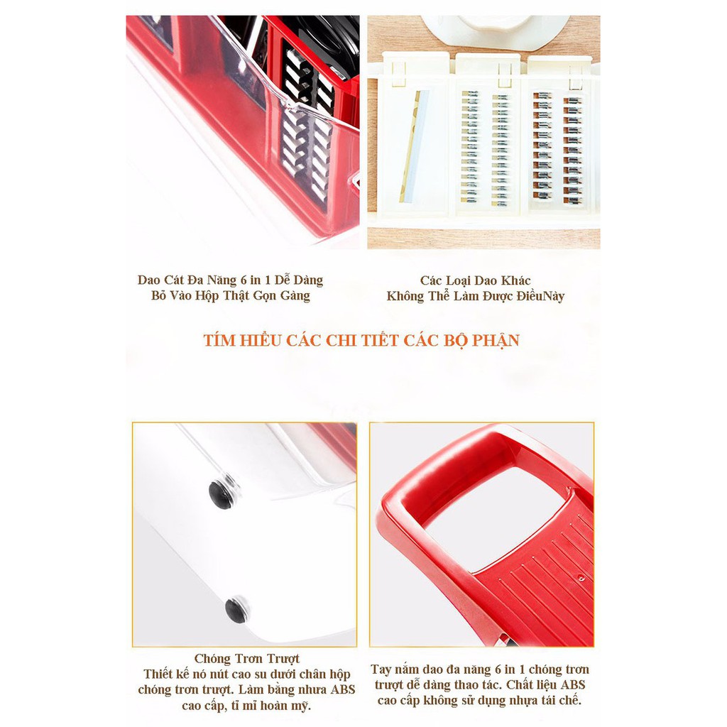 [FREESHIP] Bộ dụng cụ cắt gọt rau củ quả đa năng 6in1 Máy thái rau củ quả đa năng (Màu Đỏ)