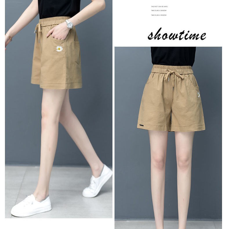 Quần Short Thể Thao Lưng Cao Dáng Rộng Plus Size Chất Liệu Cotton Lanh Cho Nữ | BigBuy360 - bigbuy360.vn
