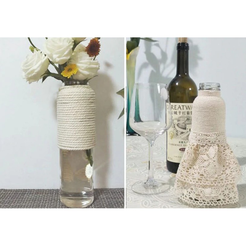 Chùm 10 mét dây thừng cotton 5mm trắng ngà