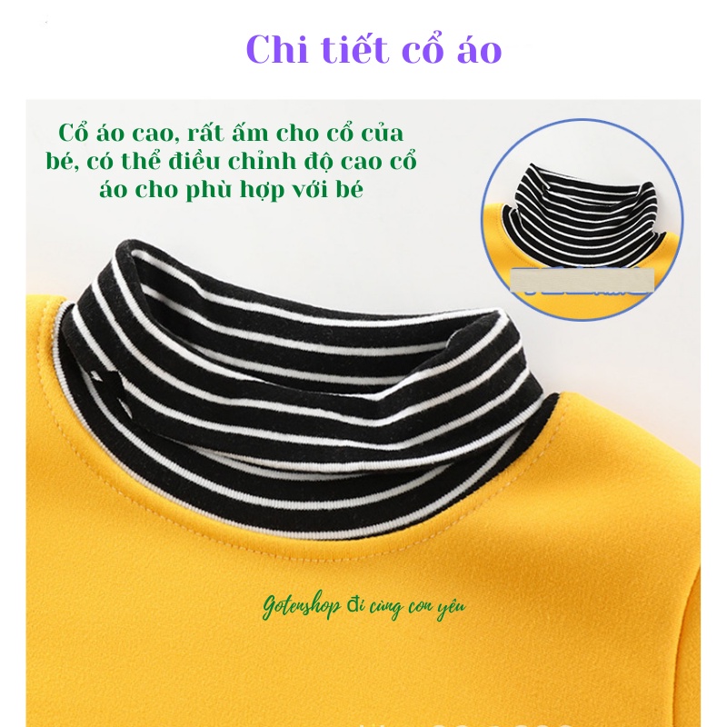 Áo nỉ cổ lọ cho bé, áo nỉ lót lông trẻ em hàng quảng châu cao cấp dày dặn, không xù khi mặc nhiều AN11