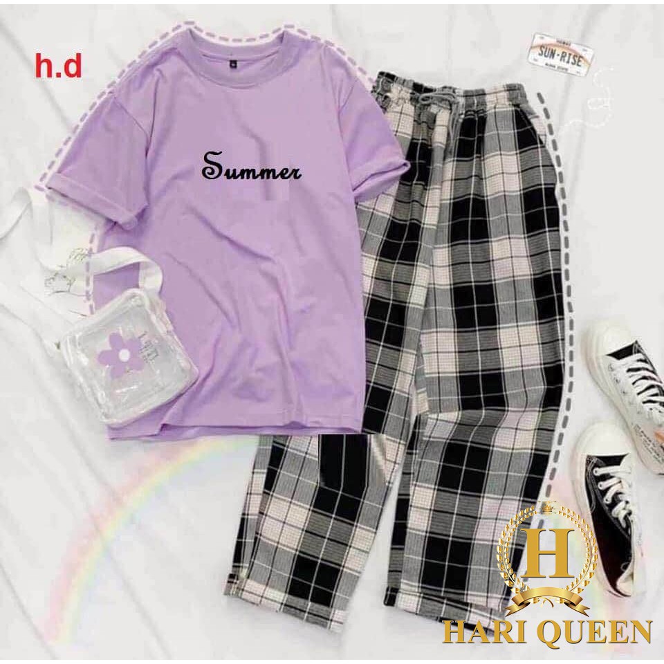 Sét áo Sumer + quần kẻ DHA0720