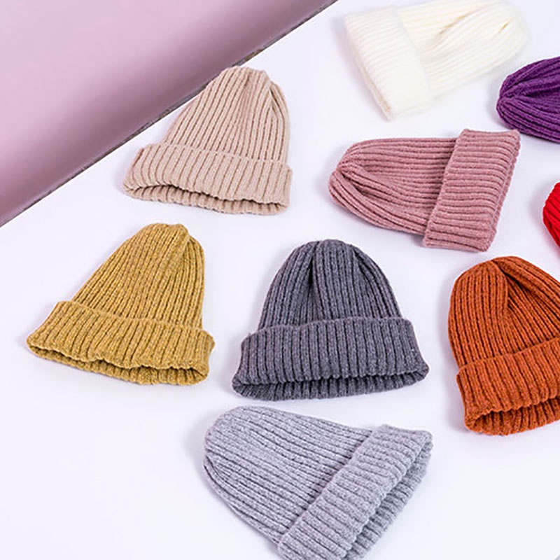 Mũ Beanie Màu Trơn Mềm Mại Giữ Ấm Tai Chống Gió Mùa Thu Đông Bảo Vệ Cho Bé t6-36 Tháng Tuổi