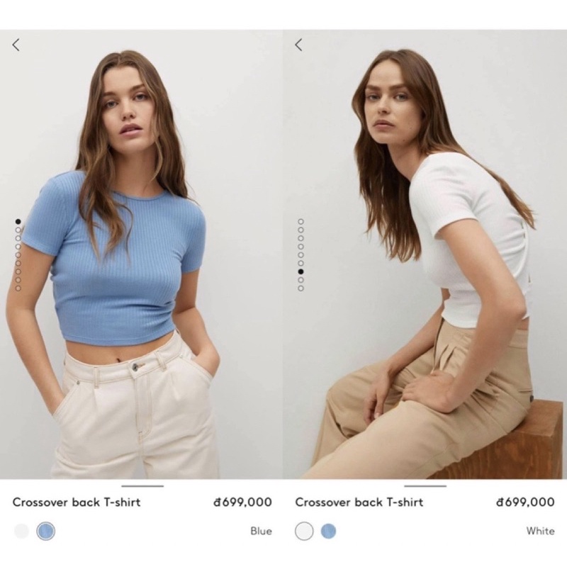 Áo thun croptop xoắn lưng MN*G ẢNH THẬT
