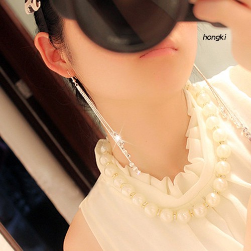 Đôi bông tai dáng dài phối tua rua đính đá thời trang cho nữ