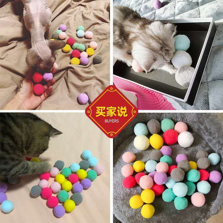 Đồ chơi cho mèo Pompom màu kẹo đầy sắc tương tự -hey vật nuôi quả cầu vồng làm bằng tay bóng tác