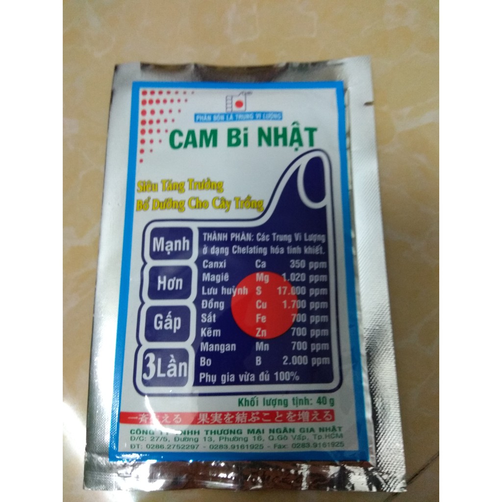 Phân bón lá trung vi lượng CAM Bi Nhật tăng trưởng bổ dưỡng cho cây trồng - gói 40 gram