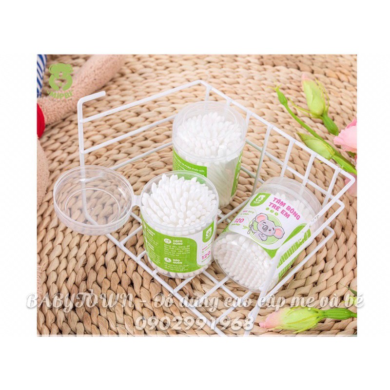 Tăm Bông Kháng Khuẩn Mipbi Cho Bé (hộp 180 que)