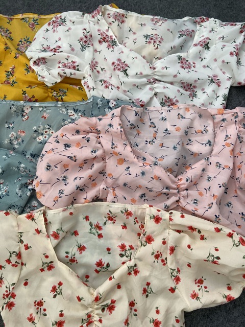 [ Mã WASTAPR giảm 10K đơn 50K] ÁO VOAN HOA CROPTOP ( màu thật trải sàn) | BigBuy360 - bigbuy360.vn