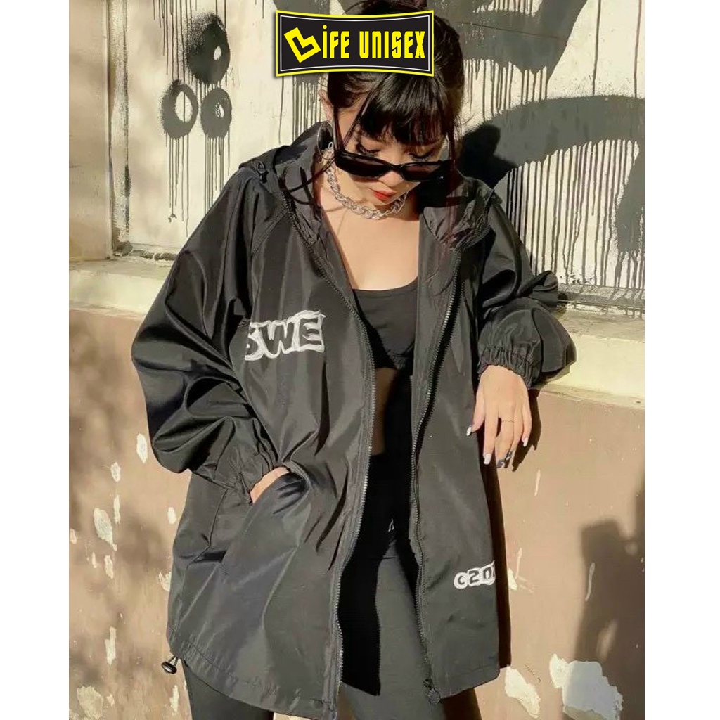 Áo khoác dù in hình SWE khói dành cho nam nữ cho cặp đôi, Jacket form rộng phong cách unisex - Life Unisex