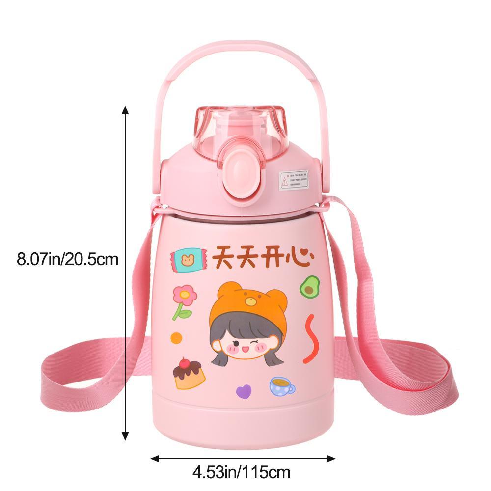 PISTA Bình Nước Thể Thao 1100ml Họa Tiết Hoạt Hình Dễ Thương