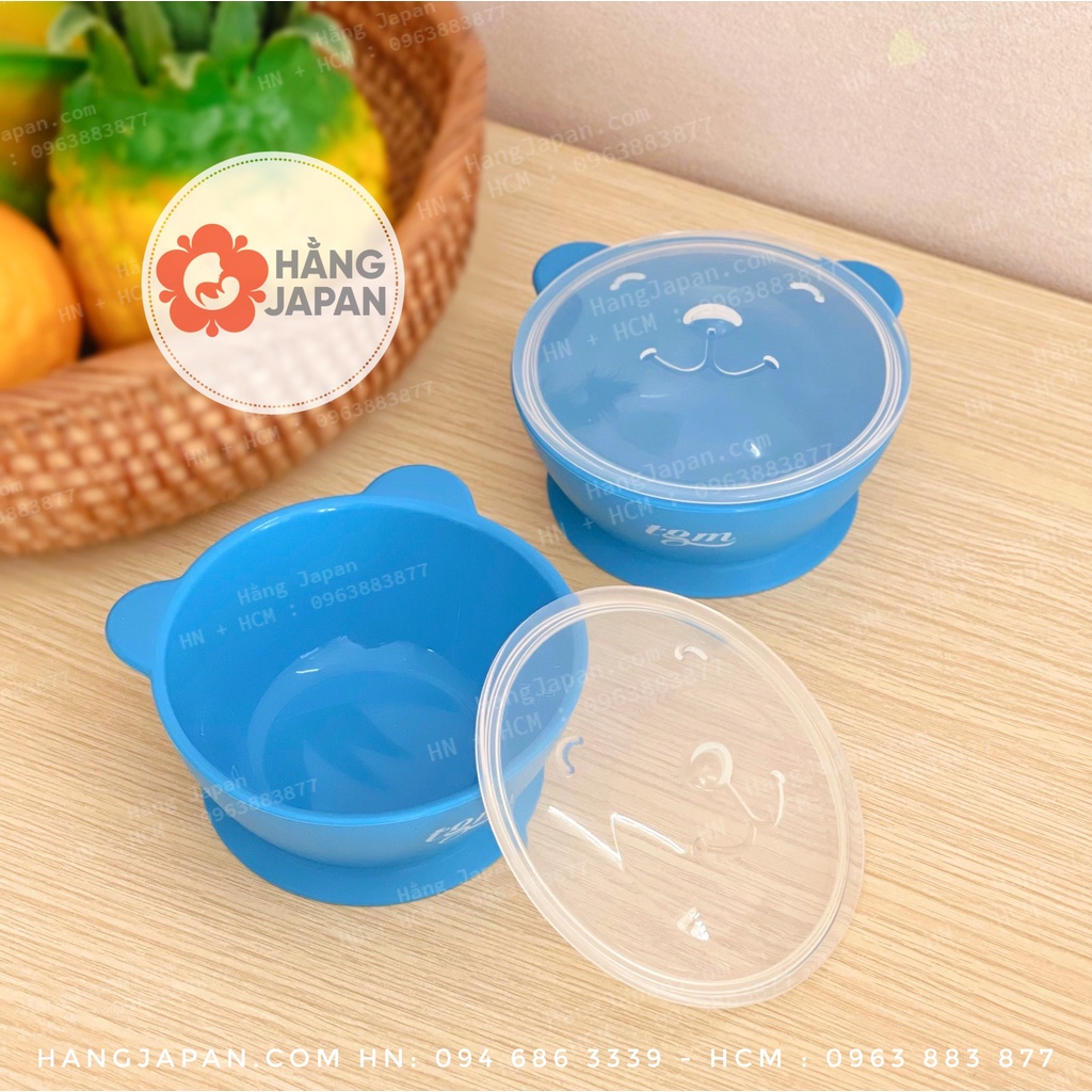 Bát ăn dặm silicon hình gấu cao cấp TGM có nắp,có đế hít chống đổ cho bé