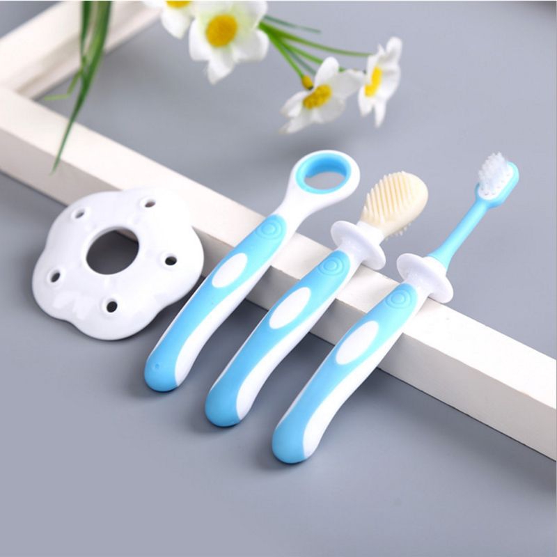 DE❀ Baby Toothbrush Set Infant Brushing Teeth Tongue Training Soft Healthy Teether Toddler Oral Care