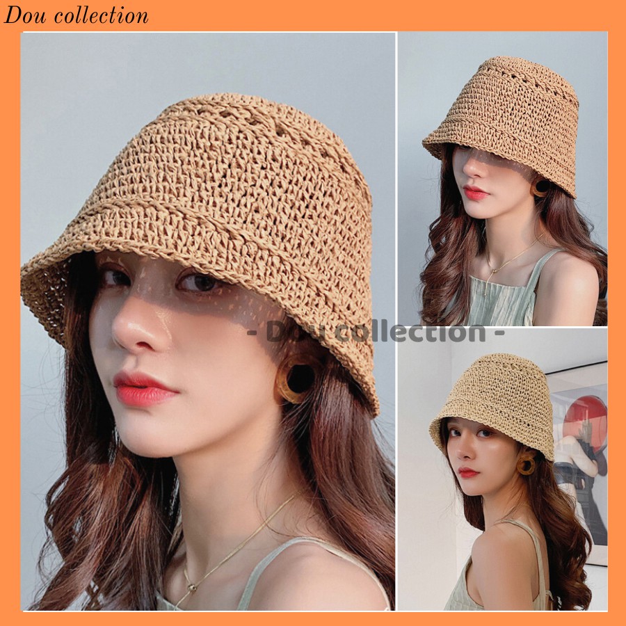 [Nowship2h] Nón Cói, Mũ Cói Mềm Vành Nhỏ Trơn Đi Biển Phong Cách Retro Vintage - Mã NC019