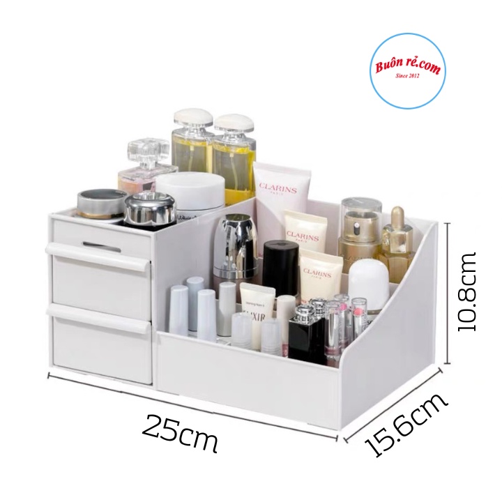 Kệ mỹ phẩm 2 tầng có ngăn kéo tiện dụng - Kệ đựng đồ 2 tầng nhiều ngăn đa năng Br 01670