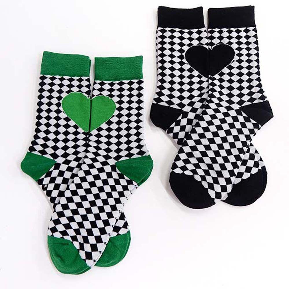 AROMA Đôi Vớ Thoáng Khí Thoải Mái Họa Tiết Kẻ Ô Vuông / Trái Tim Thời Trang Đường