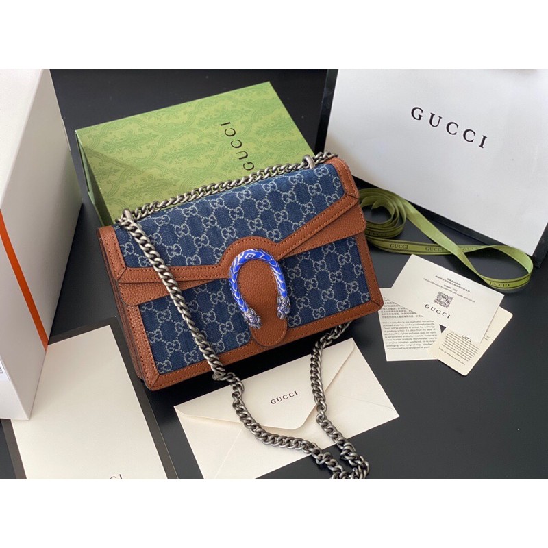 Túi đeo chéo nữ thương hiệu Gucci GG Denim da thật cao cấp thiết kế độc đáo sang trọng