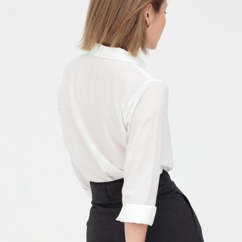 Áo sơ mi trắng nữ công sở dài tay cơ bản vải Lụa Xước Hàn Quốc Cao Cấp,  Sơ mi trắng công sở nữ dài tay - ASM07 | BigBuy360 - bigbuy360.vn