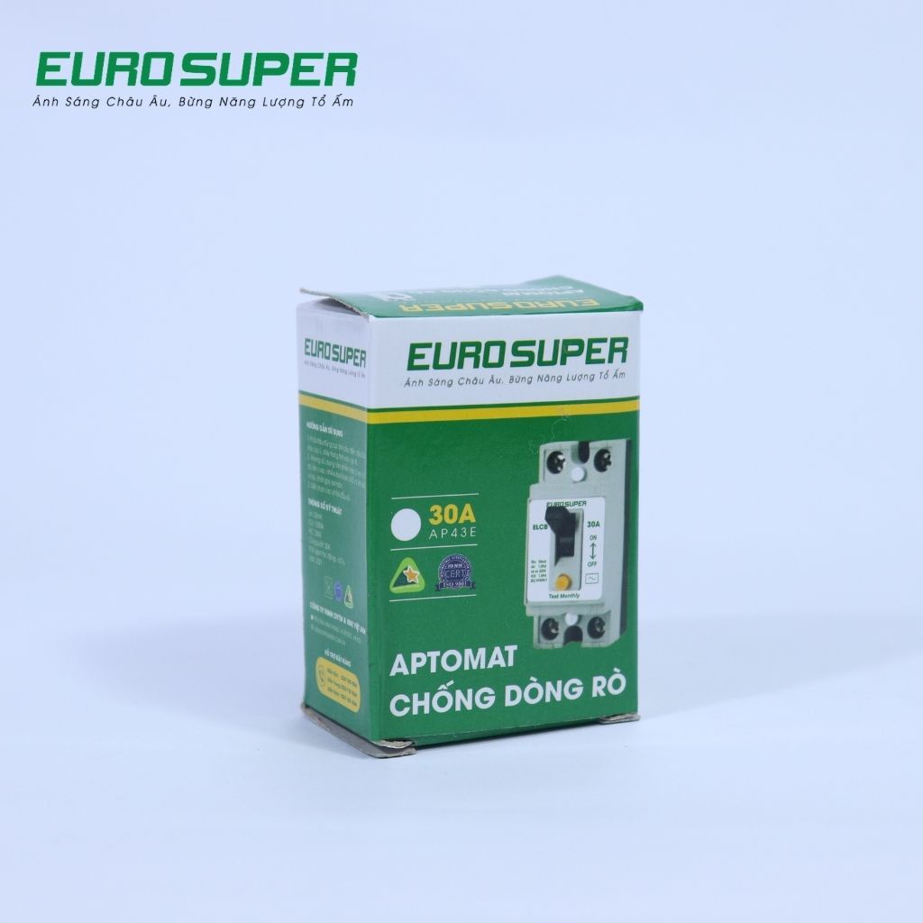 Cầu Dao Aptomat Chống Dòng Rò EUROSUPER Kiểm Soát, Bảo Vệ Dòng Diện Và Ngắn Mạch NT50 RCCB-30A