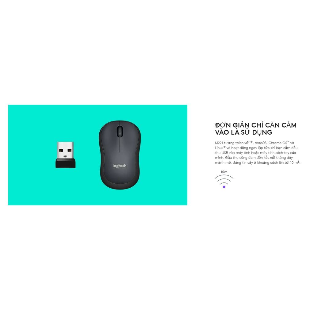 Chuột Logitech M221 Không dây Wireless Silent Plus - Ngoc Viên Store