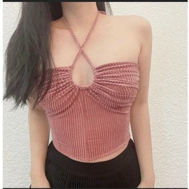 áo yếm luồn dây cổ chất xốp đẹp mềm l