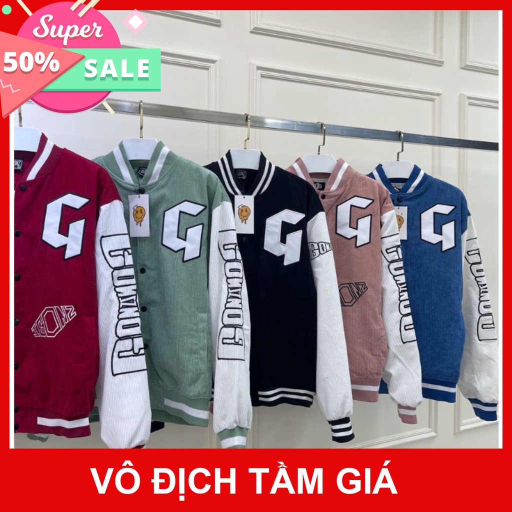 Áo Khoác Bomber Nhung Unisex - Áo Khoác Kaki Nam Nữ GONZ 6 MÀU Chất Liệu (Mẫu 2021)