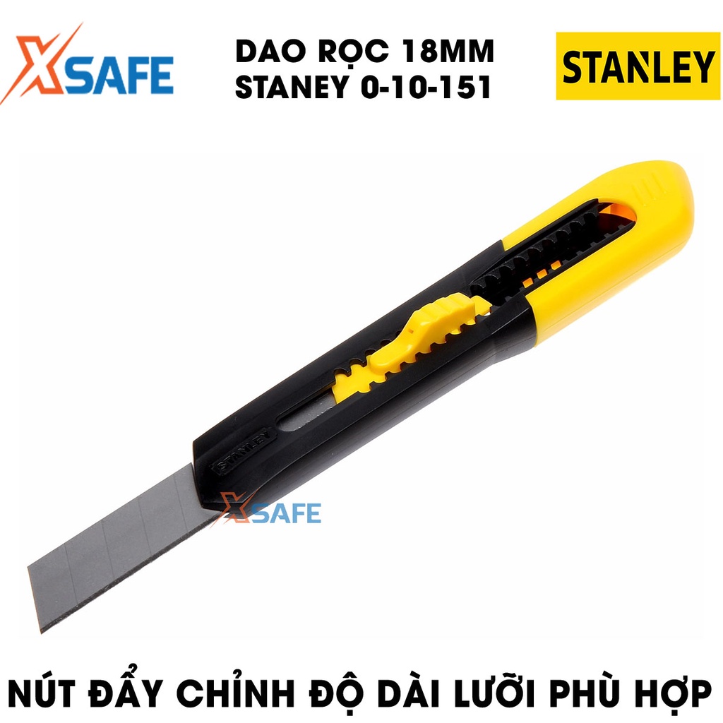 Dao rọc giấy STANLEY 0-10-151 18mm, cán nhựa cao cấp, lưỡi dao hợp kim cứng cáp - chính hãng