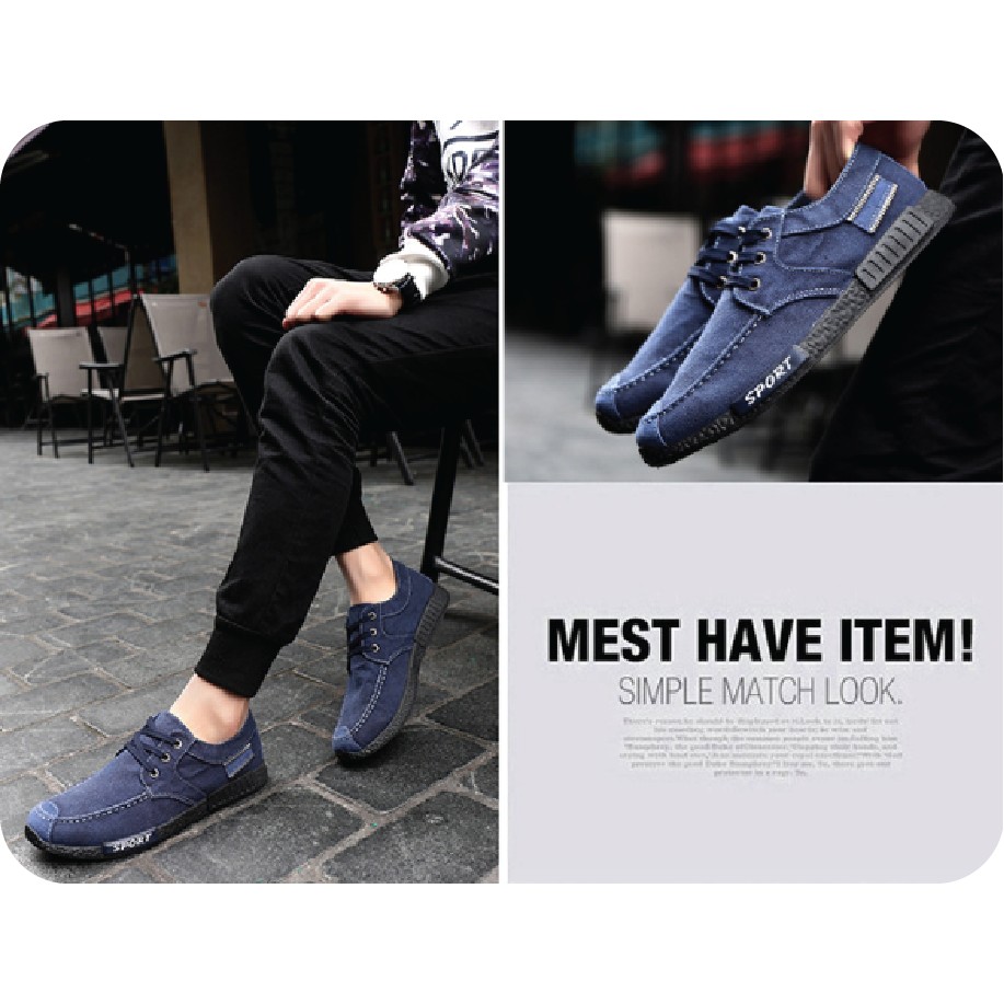 Giày Vải Màu Giả Bò Xanh Than [Folow Shop] | BigBuy360 - bigbuy360.vn
