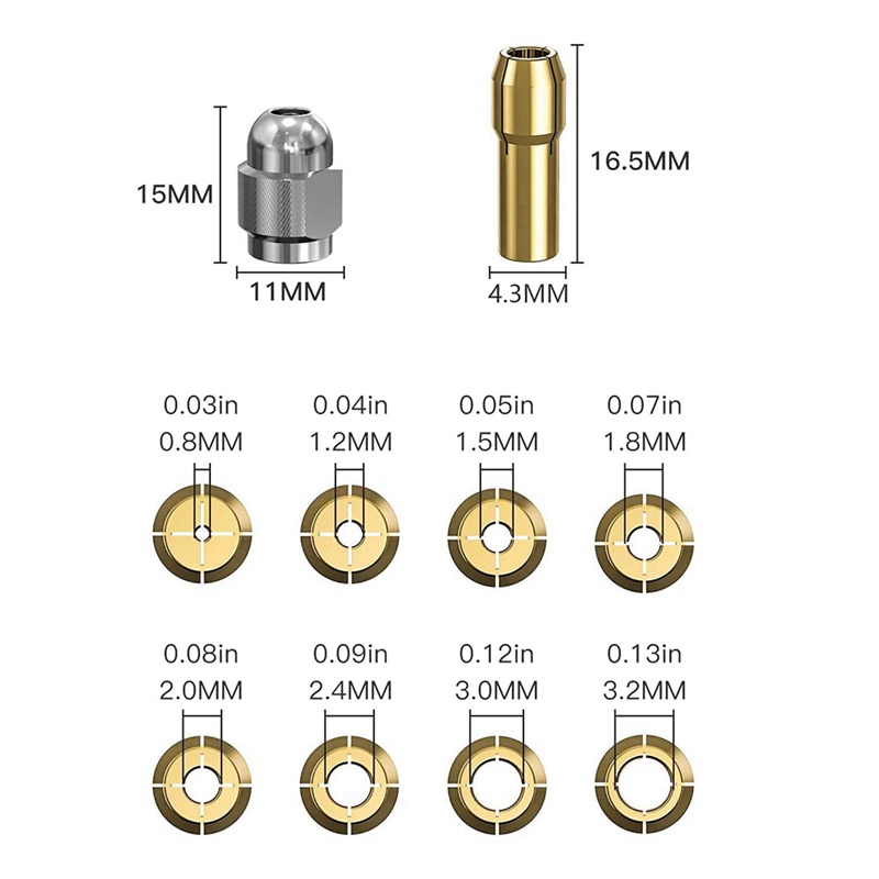 Bộ Ngàm Kẹp Mũi Khoan Dremel 1 / 32inch Sang 1 / 8inch Thay Thế 4486
