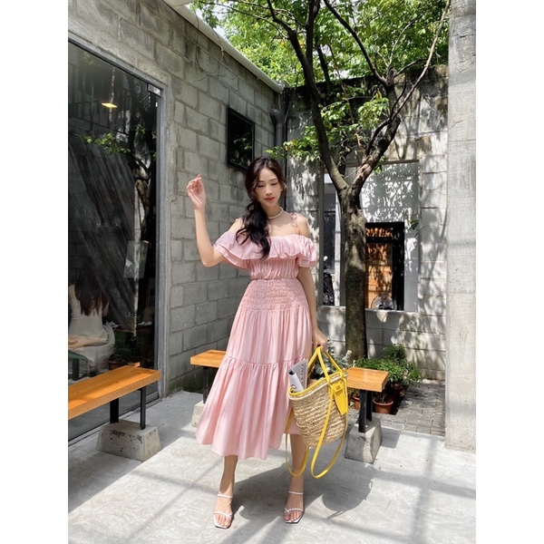 đầm maxi bẹt vai