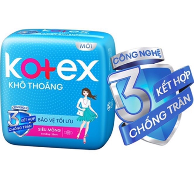 Lốc 8 gói Băng Vệ Sinh Kotex Khô thoáng siêu mỏng cánh 8 miếng/ gói