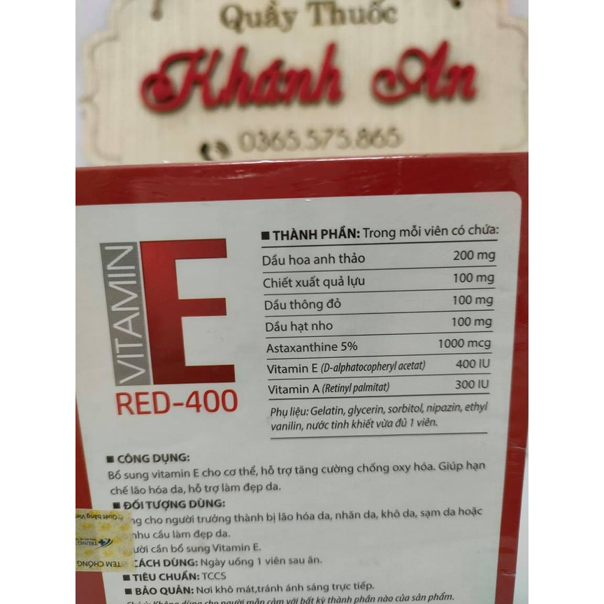 VITAMIN E giúp hạn chế lão hóa da, hỗ trợ làm đẹp da - Vitamin E RED 400 - nguyên liệu nhập khẩu từ Mỹ