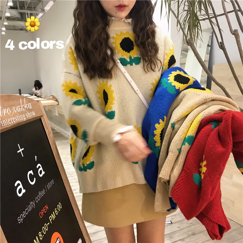 Áo len Hoa hướng dương 3 màu