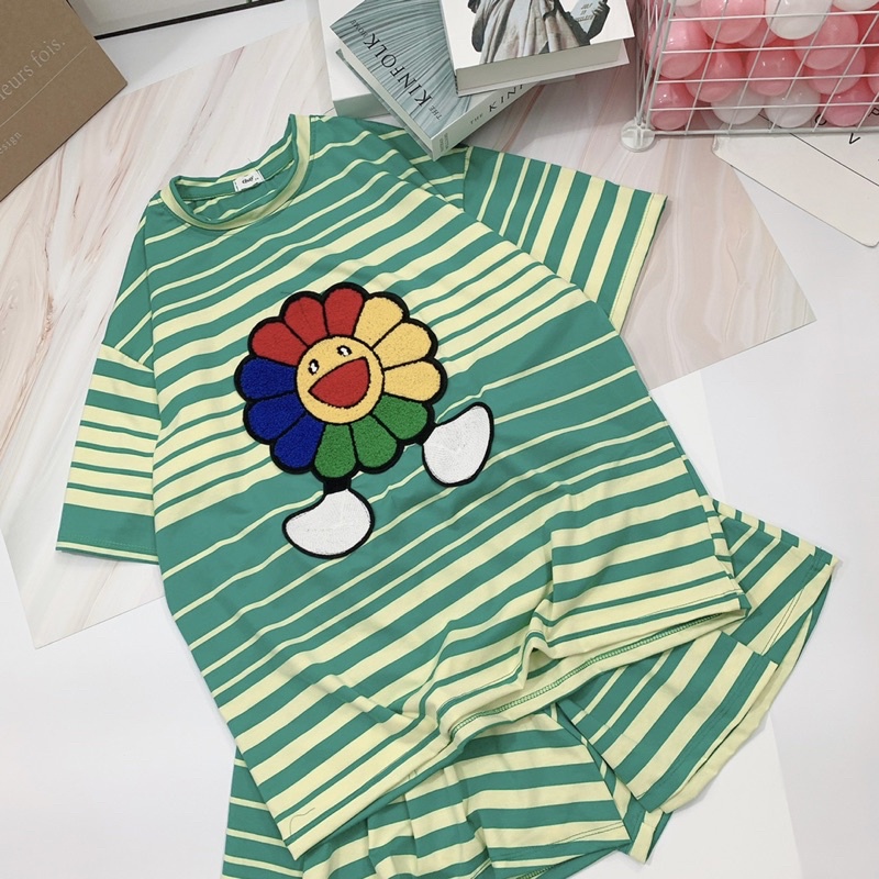 Bộ sọc xanh hoa hướng dương - Nhím Xù Shop