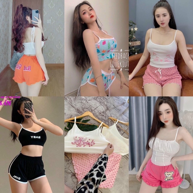 ❤️FREE SHIP❤️ Set thun cotton 2 dây mùa hè siêu mát siêu dễ thương